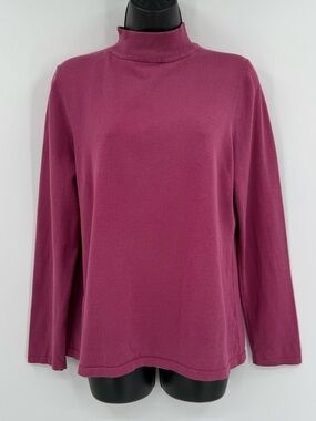 Pendleton Mock Neck Pullover Long Sleeve Top | Berry | Medium